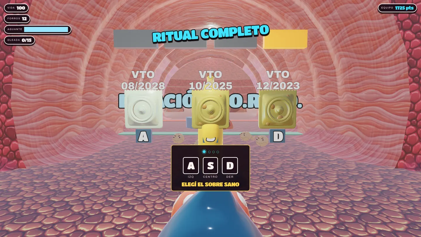 Captura de gameplay: el paso de elegir el sobre correcto durante el Ritual entre oleadas.